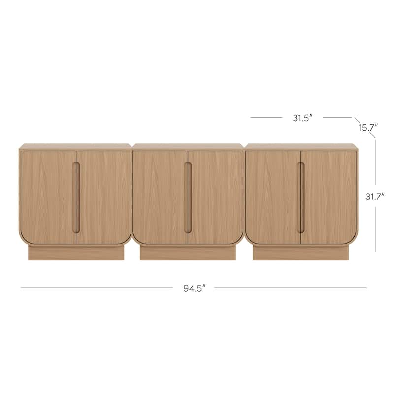 Joey Mid Century Modern Storage Cabinet, Arched Accent Cabinet with Rounded Bottom Edges and Integrated Door Pull Cutouts