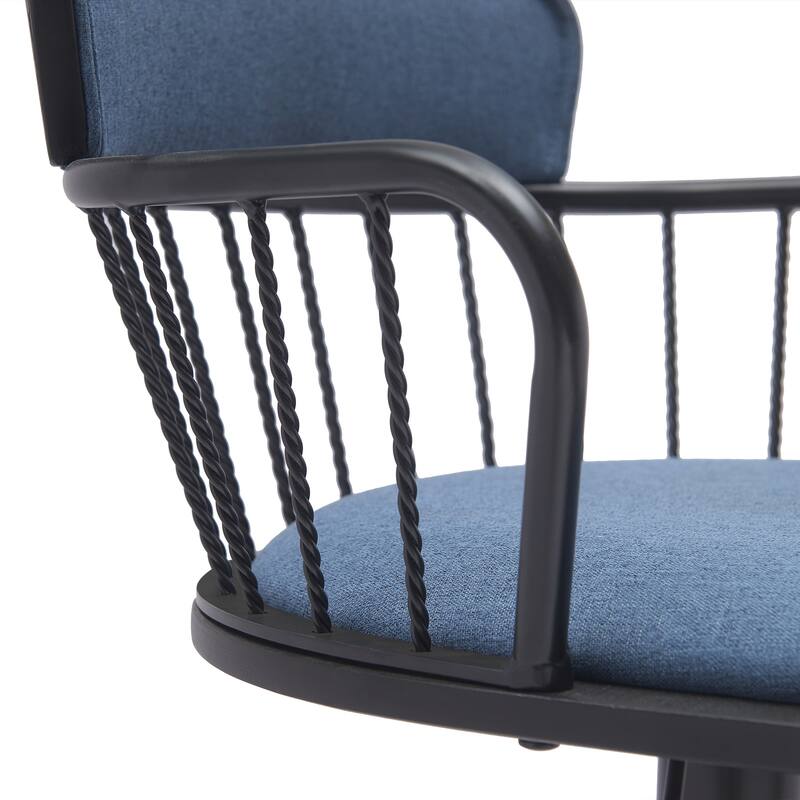 Nash Black Metal Upholstered Adjustable Swivel Bar Stool