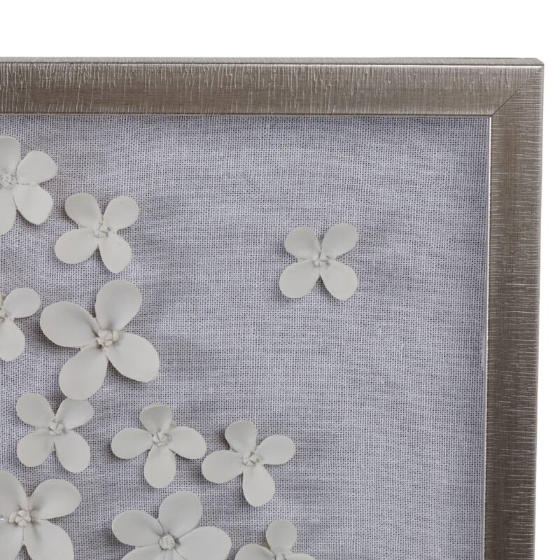 Canvas Wall Art Flower Shadowbox Casual Home Decor - 41" White