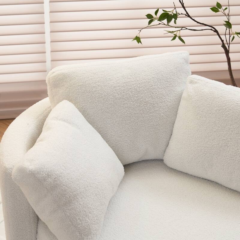 Teddy Fabric Swivel Storage Chair With Back Cushion