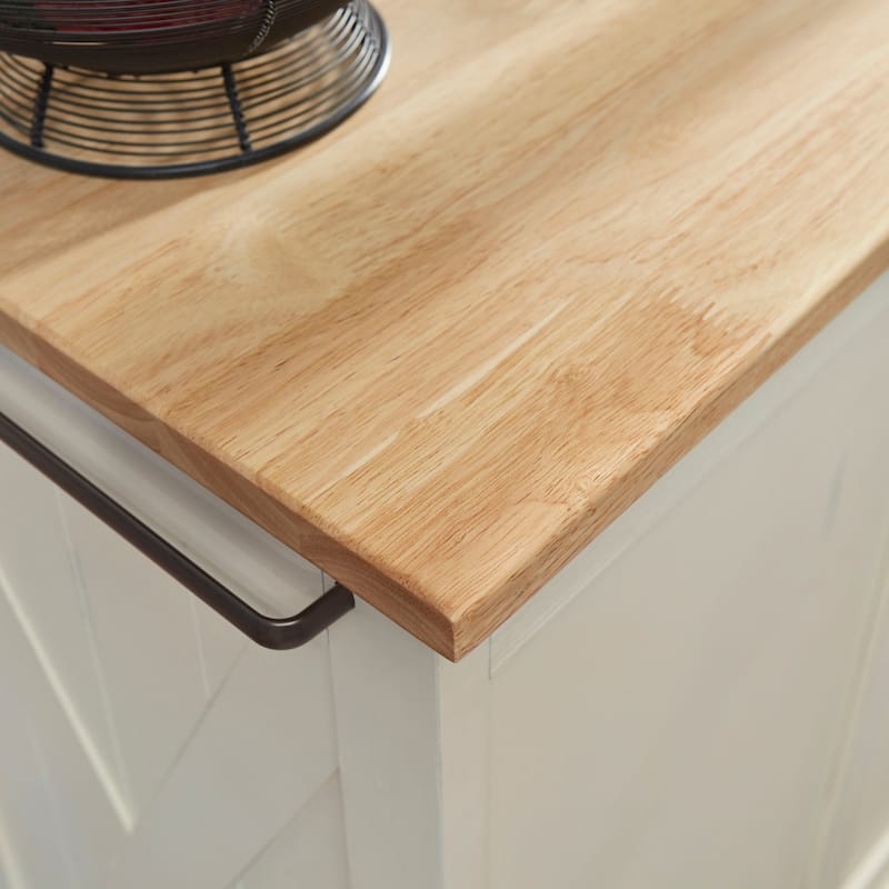 Seaside Lodge Off-White Wood Kitchen Cart - 45" x 36" x 16"