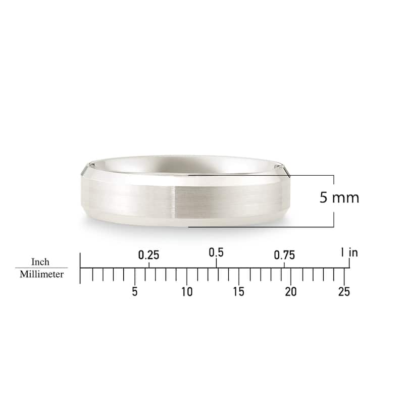 Clover White Gold Beveled Edge Wedding Band