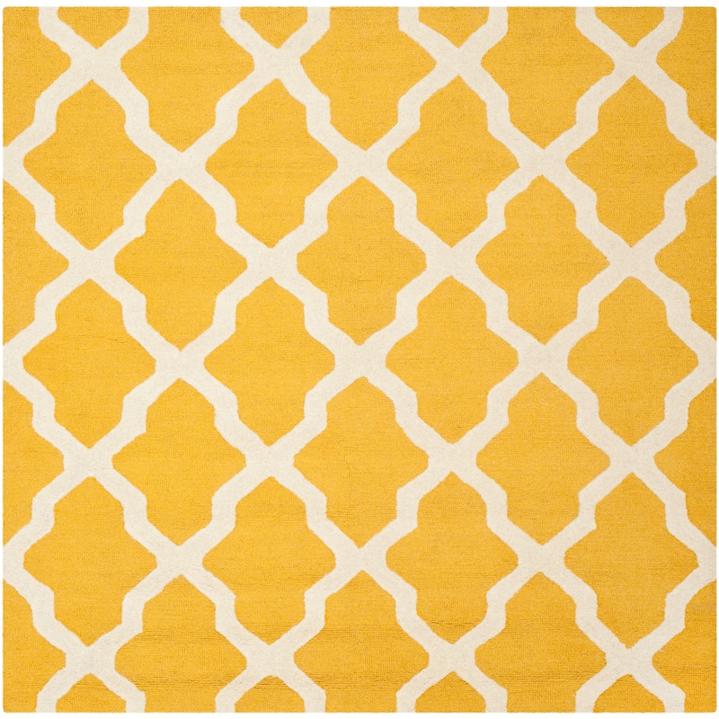 SAFAVIEH Handmade Cambridge Eirny Moroccan Trellis Wool Rug - 8' Square - Gold/Ivory