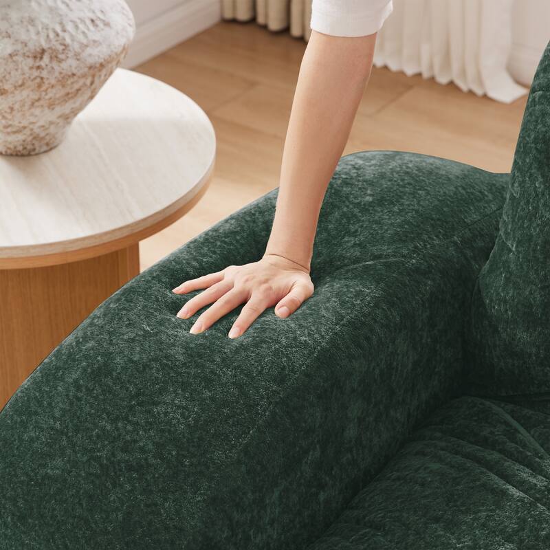 Rossetta 110'' 3-Seater L-Shaped Anti-Slip Design Retro Classic Color Velvet Tufted Modular Boneless Sofa with 1 Movable Ottoman