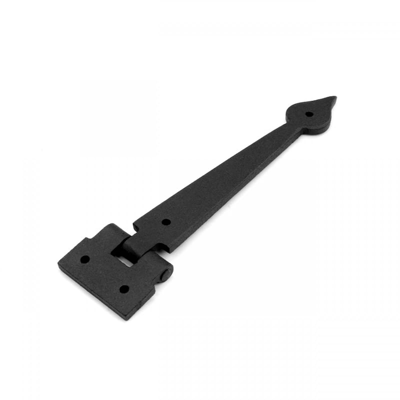 Black Wrought Iron Strap Hinge Pair 7-3/8" Spear Tip Flush Mount Strap Hinges with Mounting Hardware Renovators Supply