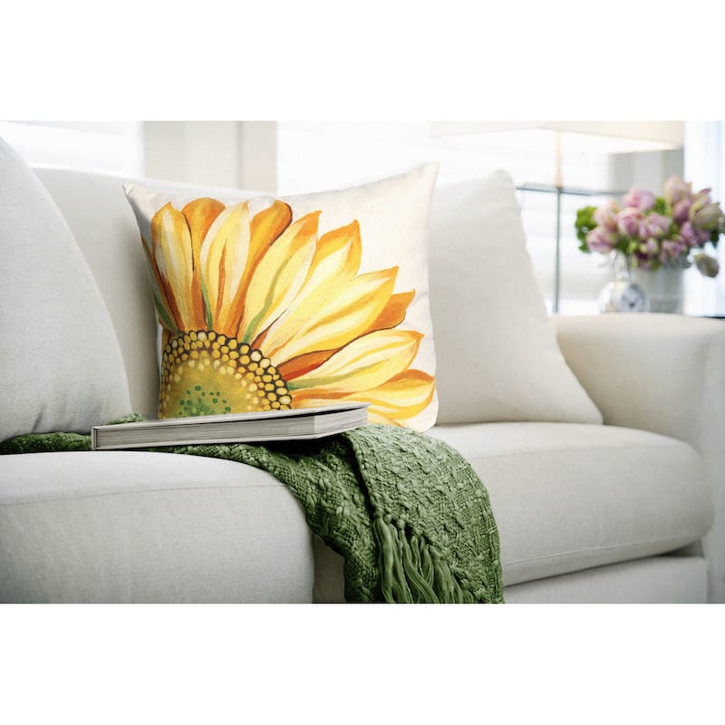 Liora Manne Visions III Sunflower Indoor/Outdoor Pillow Yellow 20" Square