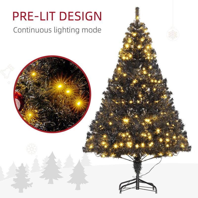 6' Tall Prelit Christmas Tree Douglas Fir Artificial Christmas Tree with Realistic Branches,Warm White LED Lights and 1000 Tips