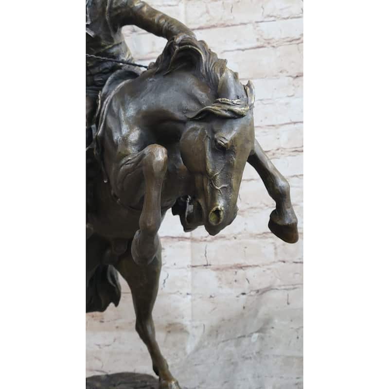 Frederic Remington Bronco Buster Bucking Horse Western Americana Bronze Statue