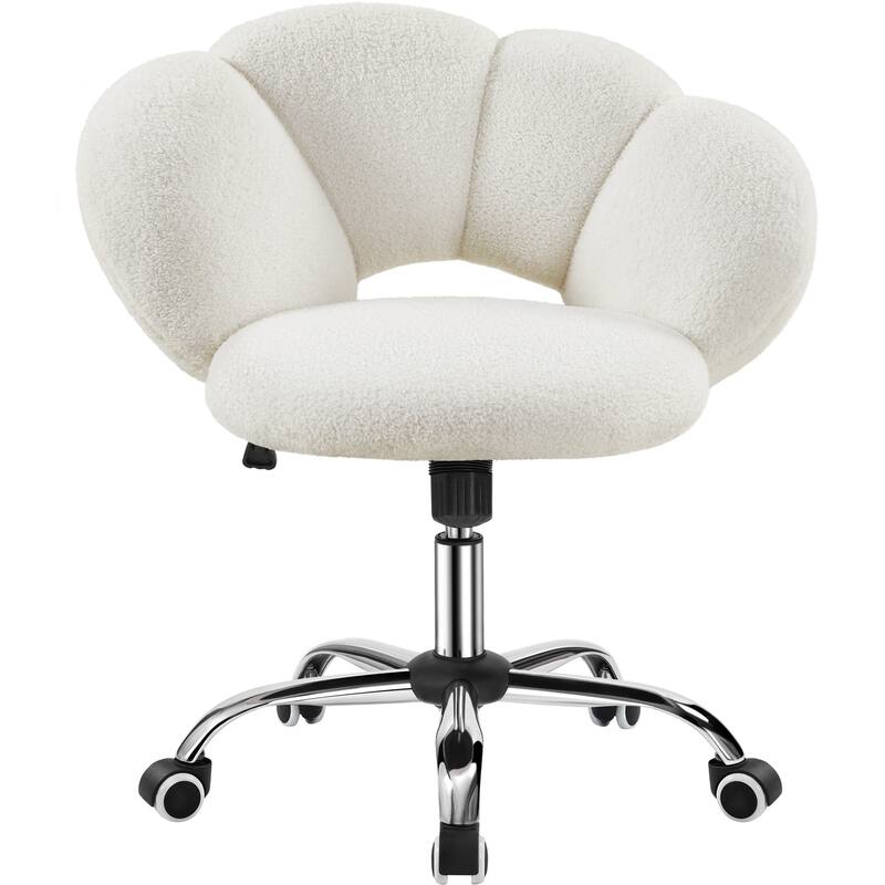 Yaheetech Upholstered Desk Chair Rolling Computer Chair with Cloud-shaped Backrest