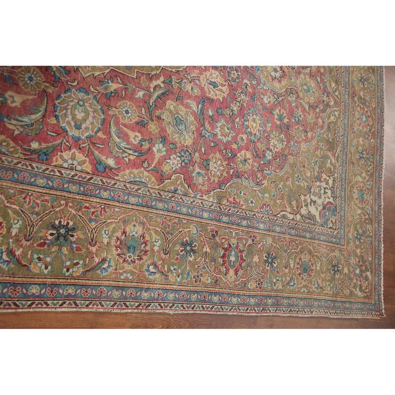 Kashan Vegetable Dye Persian Antique Area Rug Handmade Wool Carpet - 6'5" x 10'5"