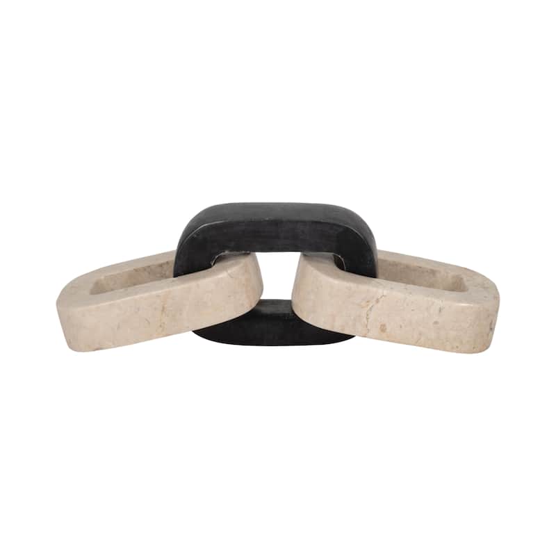Sagebrook Home 11" 3-link Onyx Marble Chain, Beige, 1"H - 11" x 5" x 1"