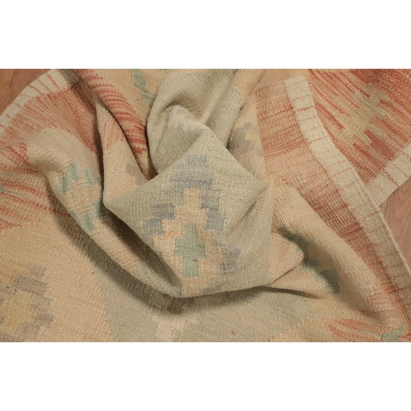 Hand Woven Oriental 100% Wool Carpet Southwestern Tribal Multi-Colored Kilim Runner Rug - 9' 8'' X 2' 8''