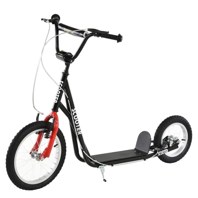 Steel Aluminum Kick Scooter with Adjustable Handlebar - 53.25"L x 22.75"W x 34.75"-37"H - Black