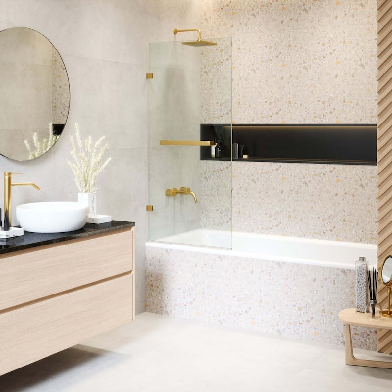 Fine Fixtures Tub Door Pivot Frameless Tempered Glass