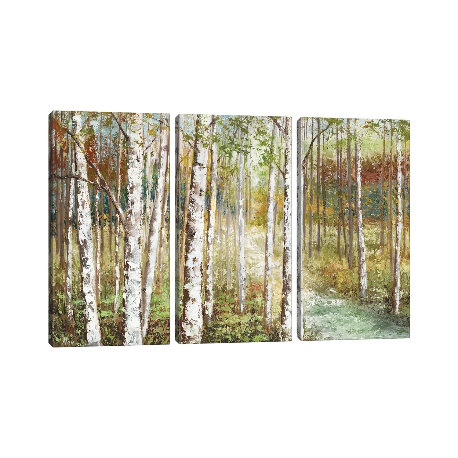 iCanvas "Warm Spice Birch Path" by Nan 3-Piece Canvas Wall Art Set