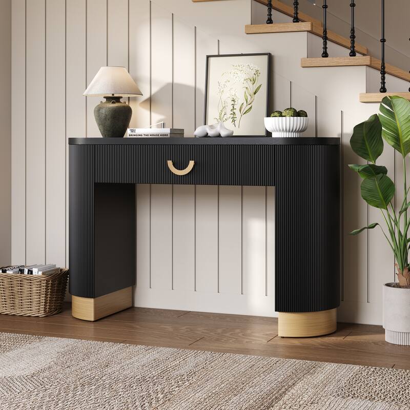 Christopher Knight Home- Thorne Vertical Ribbed MDF Console Table - Black