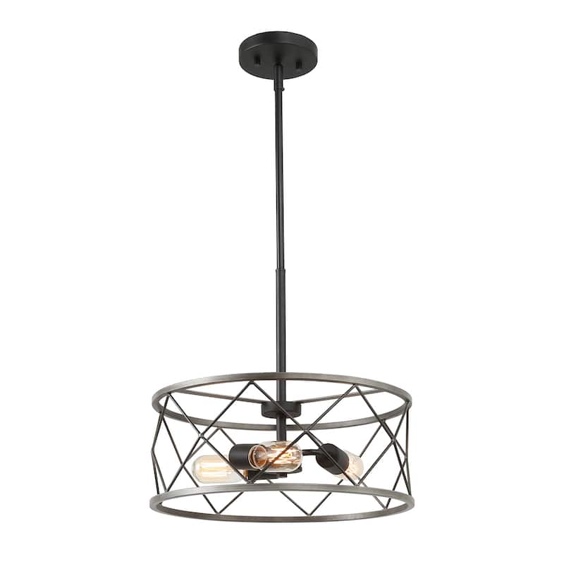Carbon Loft Modern Drum Mini Chandelier 3-light Ceiling Pendant lights - W 15.7"x H 6.3"