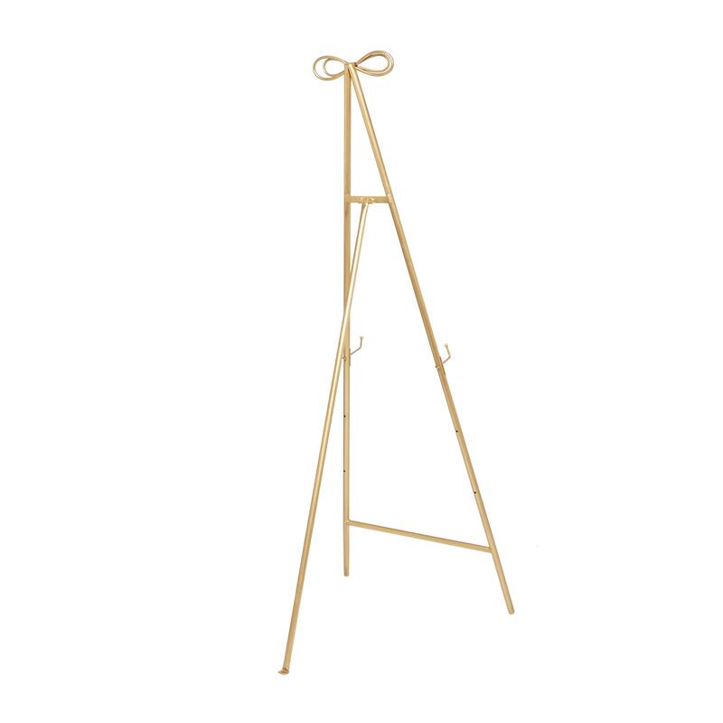 Gold Metal Adjustable 3 Tier Display Easel with Bow Top