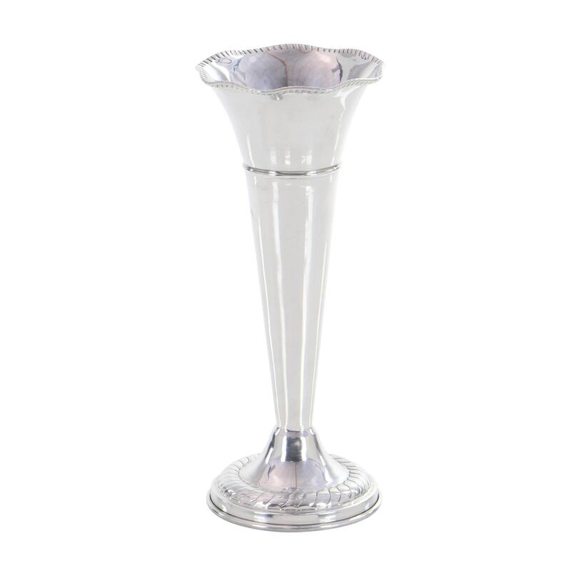 Aluminum Metal Flute Shaped Decorative Vase - Silver - Roche River Decor