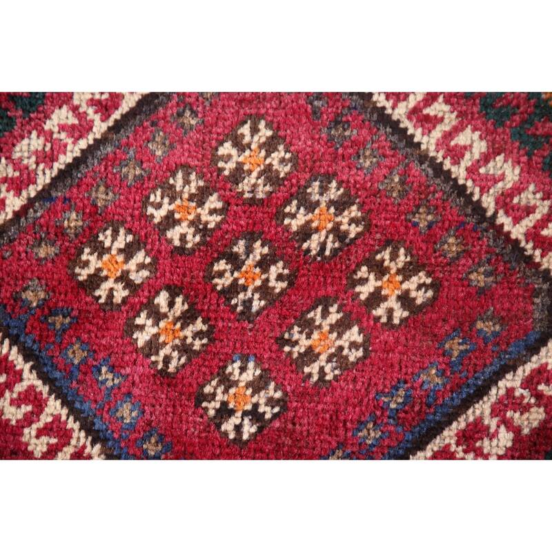 Geometric Bakhtiari Persian Vintage Area Rug Hand-knotted Wool Carpet - 4'2"x 7'3"