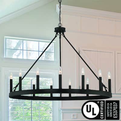 Acroma 15-light Farmhouse Large Wagon Wheel Candle Chandelier with UL Certified - D40'' * H130''