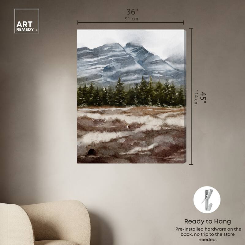 Art Remedy February Rocks Landscape Gallery Wrapped Landscape 1 Piece Canvas Wall Art Watercolor Style