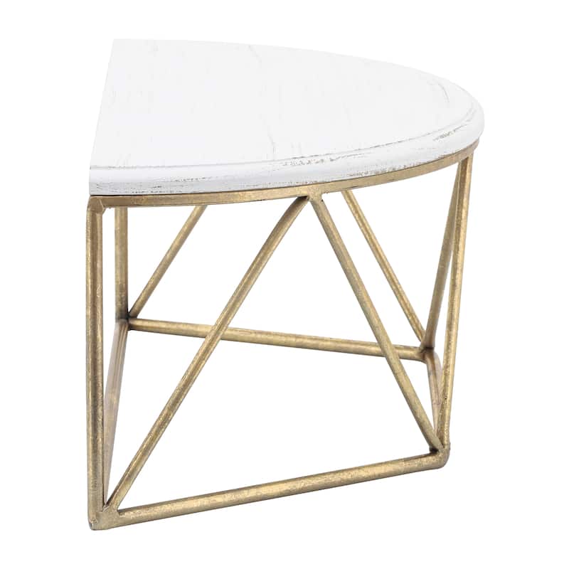 Wood Metal Geometric Demilune Wall Shelf - White, 16"