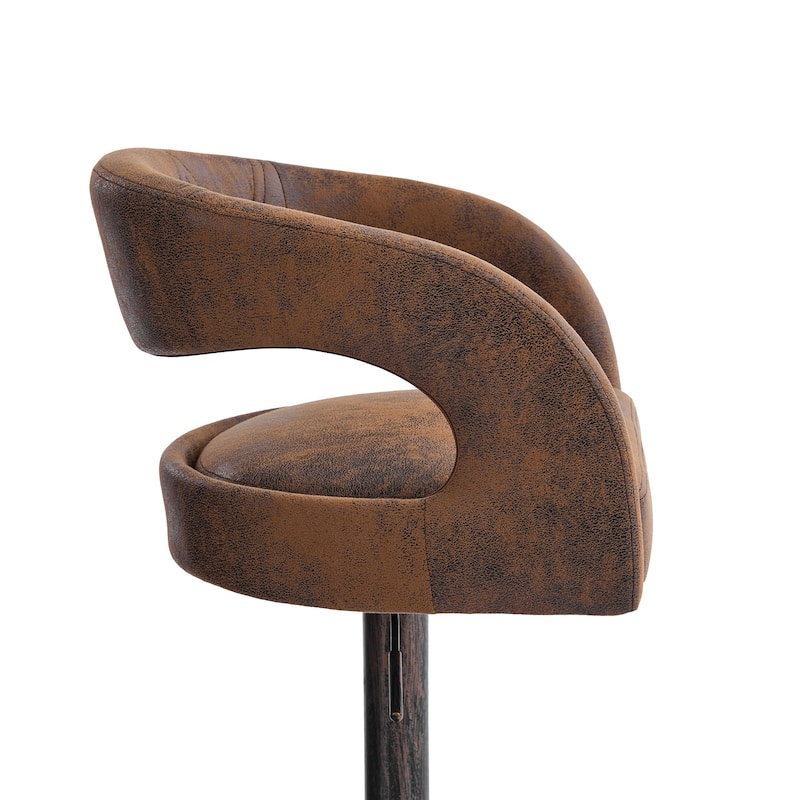 VECELO Set of 4 Swivel Bar Stools Rounded Mid-Back Barstools with Adjustable Height 360° Rotation 16" Base with Footrest