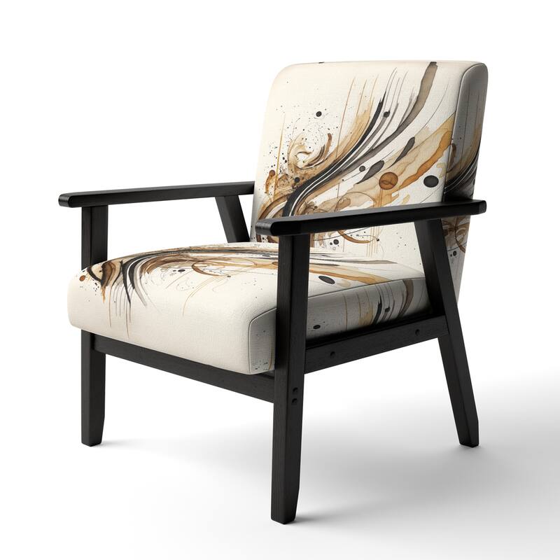 Designart "Brown And Black Movement I" Upholstered Modern & Contemporary Accent Chair and Modern & Contemporary Arm Chair