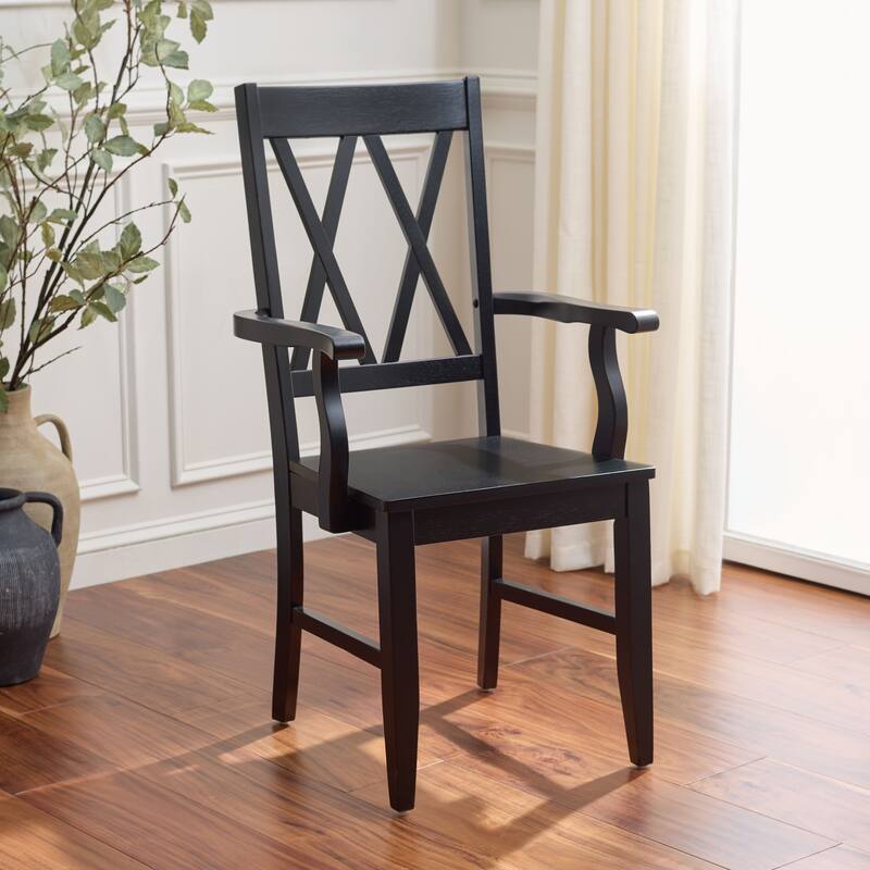 SAFAVIEH HOME Yelena Double X-Back Arm Chair - 18"W x 22"D x 39"H