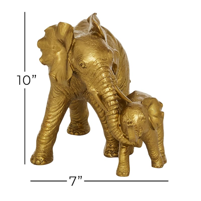 Gold Polyresin Stacked Elephant Decorative Sculpture