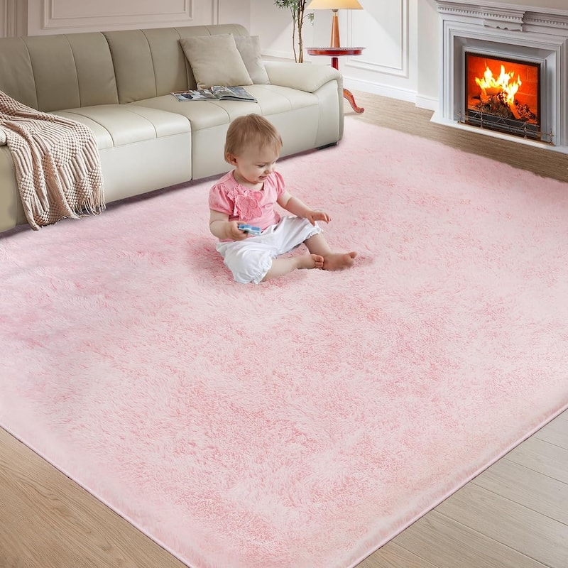 4X6 Fluffy Shag Area Rugs, Super Soft Rugs for Living Room - Pink