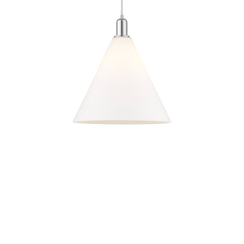 Innovations Lighting 716-1P-18-16 Berkshire Glass Pendant Berkshire - Polished Chrome / Matte White