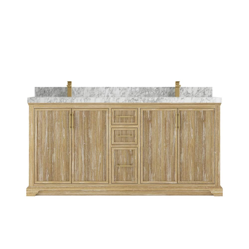 Willow Collections 72 x 22 Alys Solid Teak Wood Double Sink Bathroom Vanity with Quartz or Marble Countertop