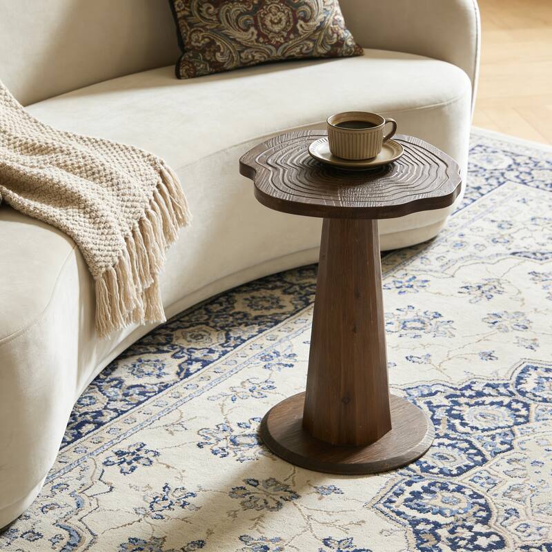 19.69" Solid Wood Stump Side Table, Rustic Nightstand