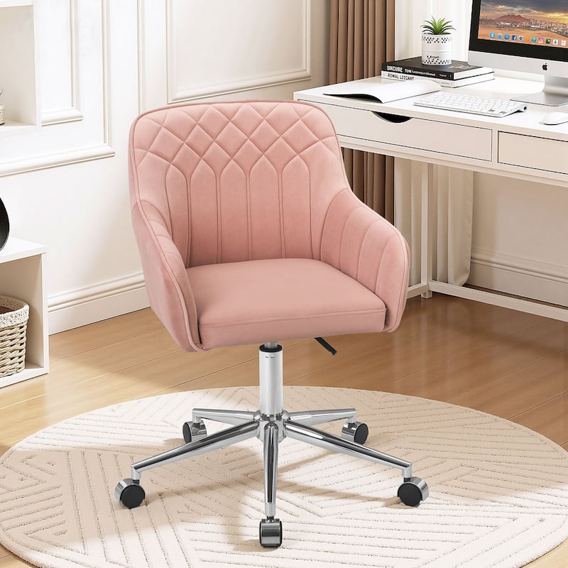 Javlergo 360° Swivel Rolling Chair Adjustable Height Modern Accent Chair with Silent Wheels for Living Room Office Guest Seating