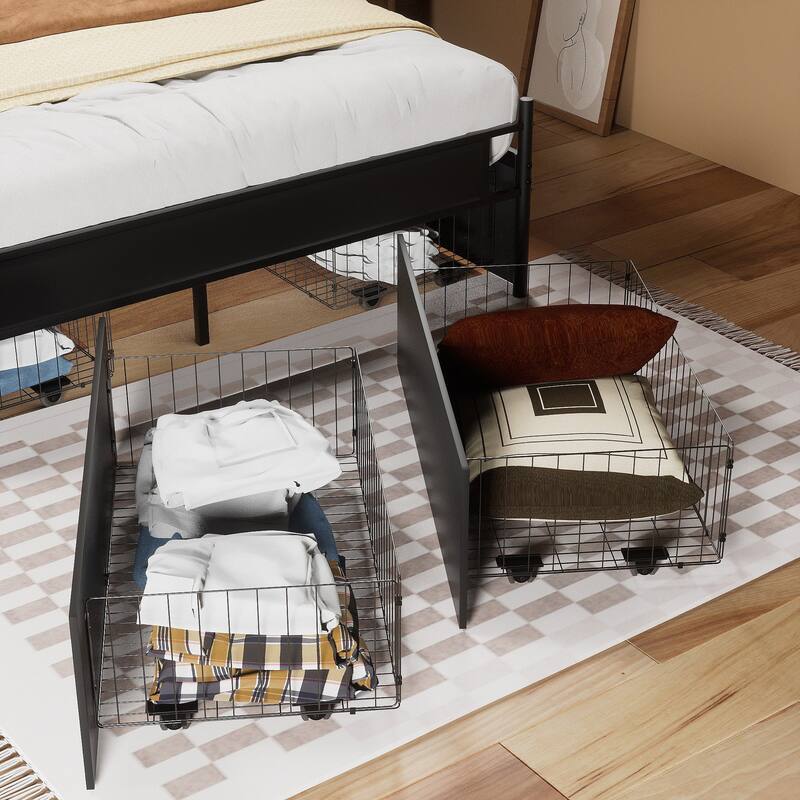 VECELO Underbed Storage Containers with Wheels Large Under Bed Drawers Rolling Under Bed Storage Dresser Metal Drawers