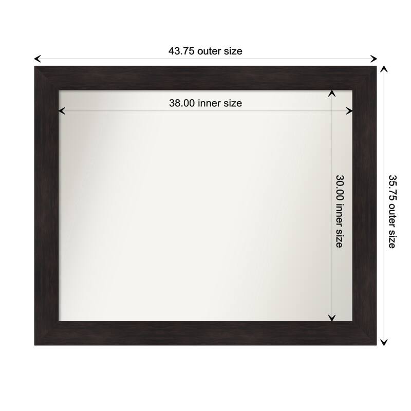 Furniture Espresso Framed Non-Beveled Custom Wall Mirror, Bathroom Vanity Mirror - Outer Size: 43.75 x 35.75