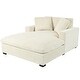 preview thumbnail 13 of 31, Classic Oversized Chaise Lounge Chair in Soft Cream Fabric with Sturdy Solid Wood Legs, 53.5'' x 70.9'' for Maximum Comfort