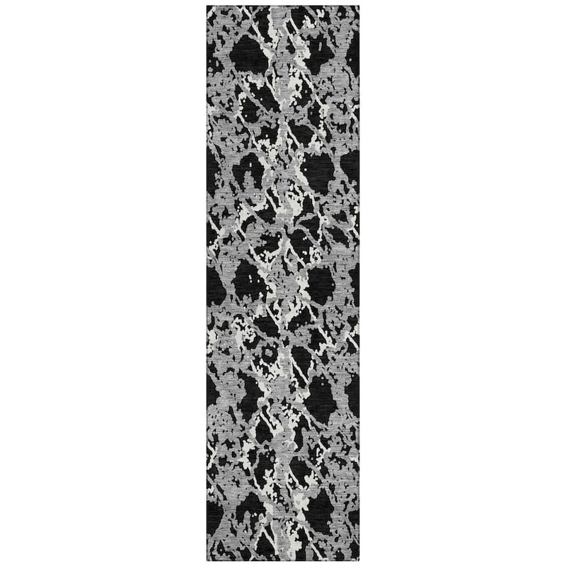 Machine Washable Indoor/ Outdoor Abstract Modern Chantille Rug