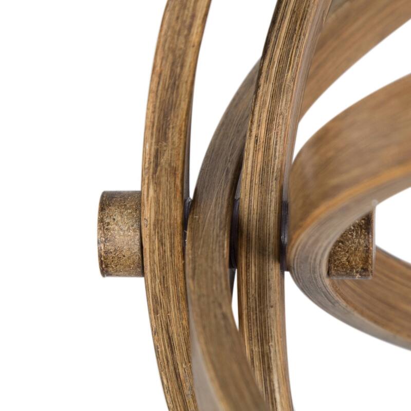 Modern Farmhouse 4-Light Globe Chandelier Wood Grain Pendant Light for Dining Room - D 21" x H 21"