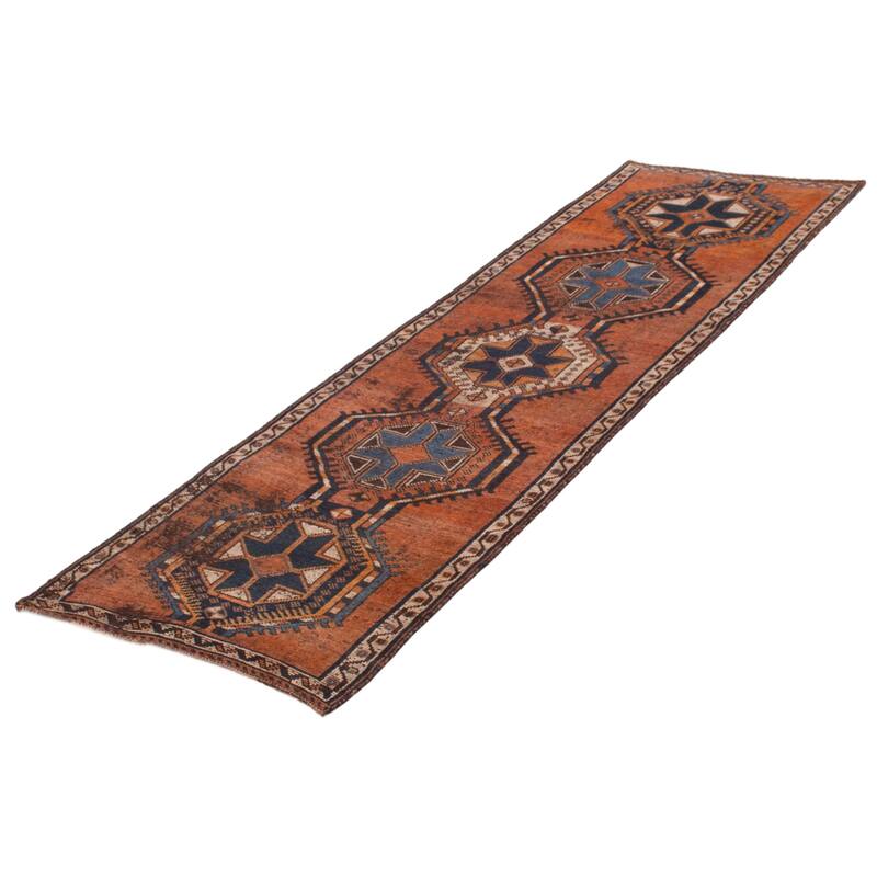 ECARPETGALLERY Hand-knotted Melis Vintage Copper Wool Rug - 3'10 x 11'3