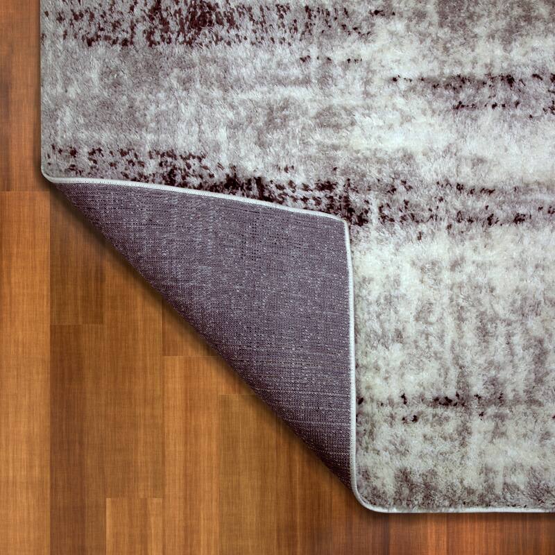 Leick Home Zielle Soft Shag Painterly Modern Indoor Area Rug Rectangle 8'X10' and 2'x8' Runner Combo - 8' x 10'