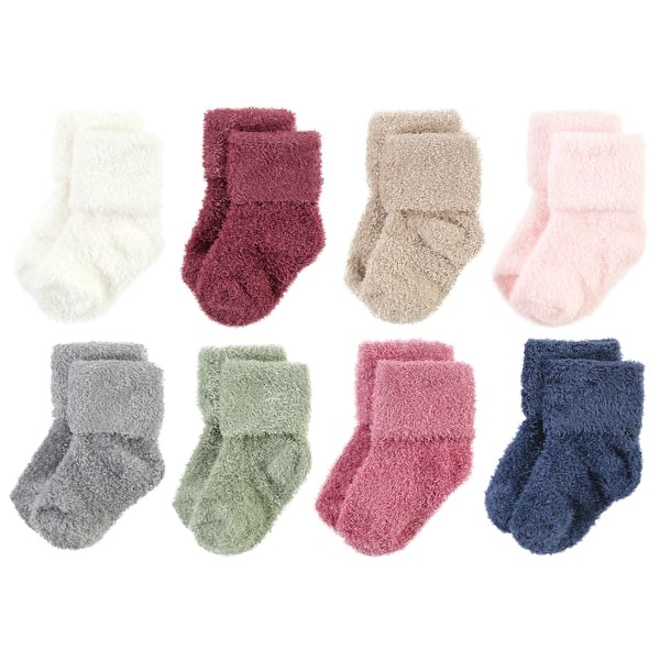 slide 1 of 1, Hudson Baby Infant Girl Cozy Chenille Newborn and Terry Socks, Solid Wild Rose Pink Solid Wild Rose Pink - 12-24 Months