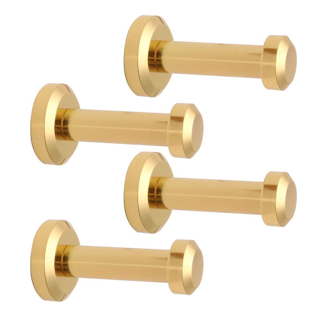 4pcs Wall Hooks Copper 46mm Hook Coat Towel Key DIY Hanger w Screws - Gold Tone - 0.63" x 0.94" x 1.8"(Top D*Bottom D*H)