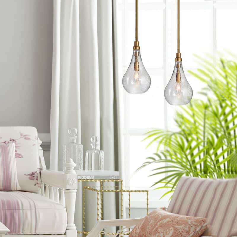 Marro Modern Farmhouse Mini Pendant Seeded Glass Teardrop Islands Lights Kitchen Dining Room