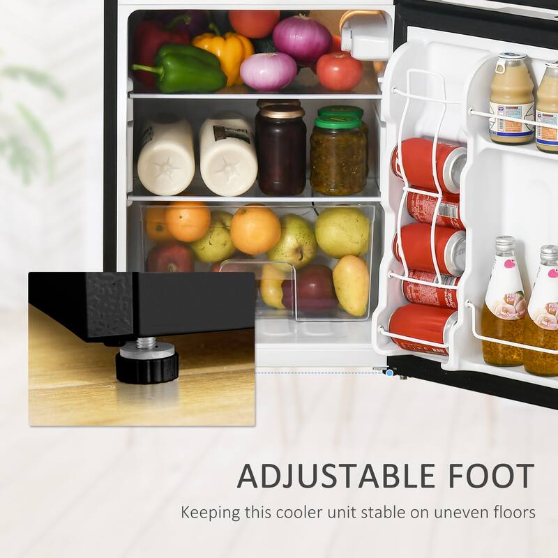 HOMCOM Double Door Mini Fridge with Freezer, 3.2 Cu.Ft Compact Refrigerator with Adjustable Shelf, Adjustable Thermostat