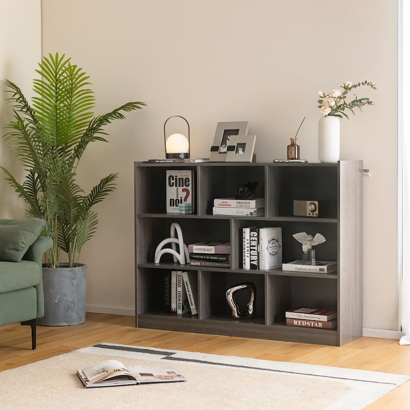 Costway 3-tier Open Bookcase 8-Cube Bookshelf Storage Display Cabinet - 48'' x 12.5'' x 36.5''