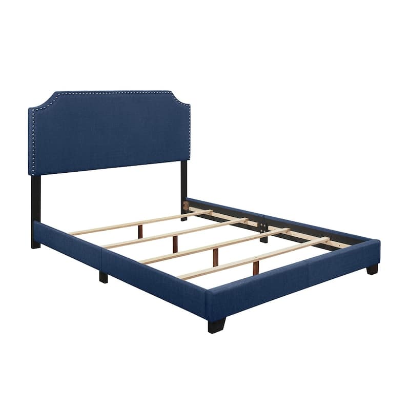 Wyman Blue Fabric Upholstered Panel Bed