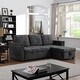 preview thumbnail 13 of 30, Morden Fort Velvet Reversible Sleeper Sectional Sofa L-Shape 3 Seat Sectional Couch with Storage Black